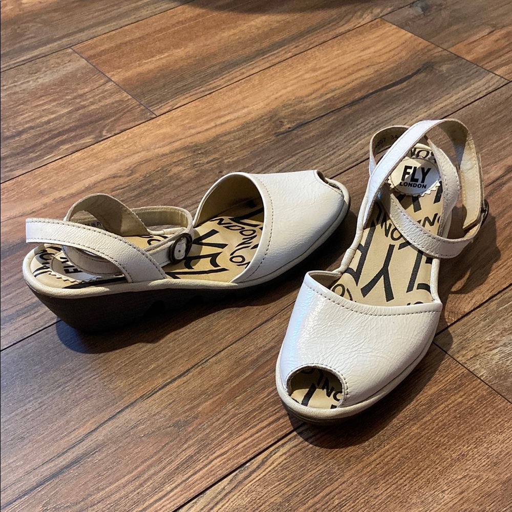 Fly London White Open-Toe Slingback Sandals